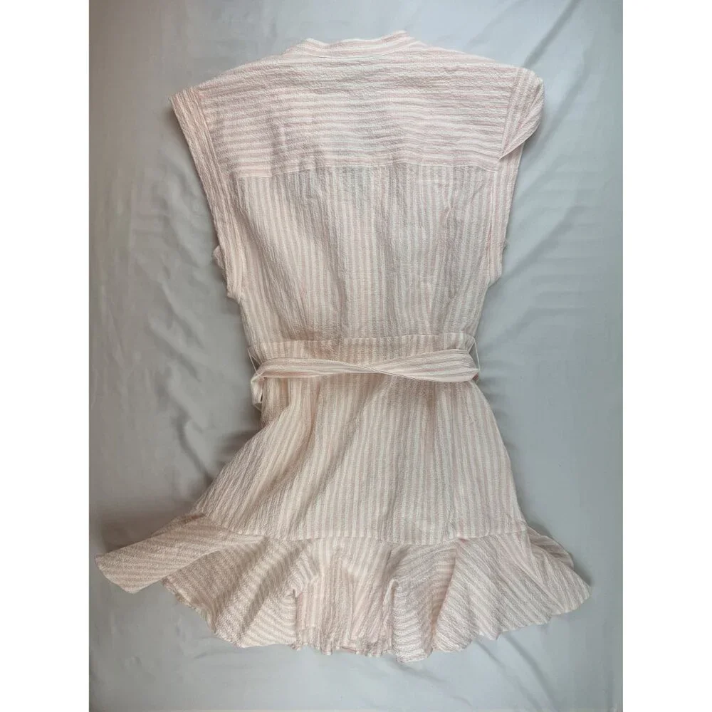 NWT Veronica Beard Avella Ruffled Striped Seersucker Mini Dress Size 12 - Picture 5 of 12